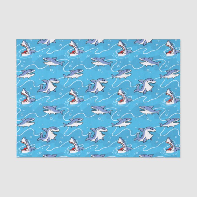 Cartoon Great White Sharks Seidenpapier (Vorderseite)
