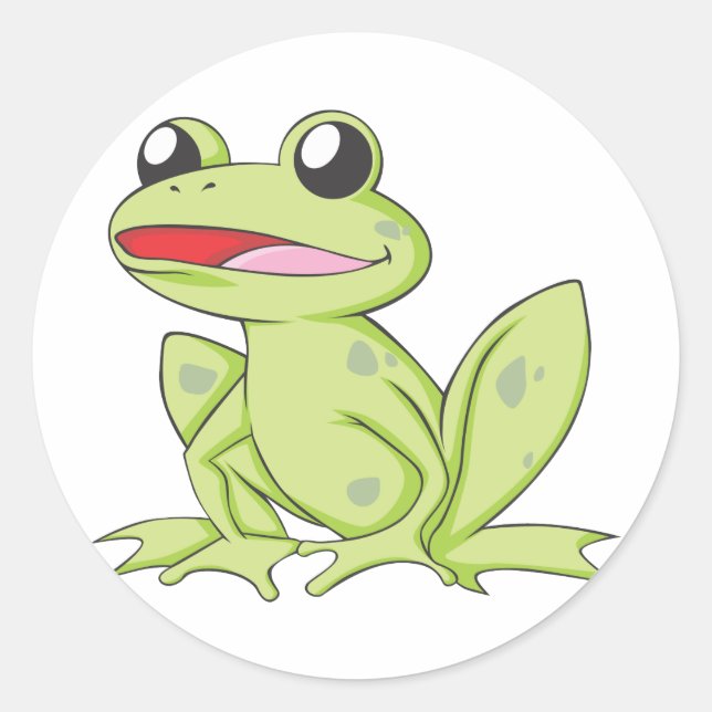 Cartoon Green Bull Frog Runder Aufkleber (Vorderseite)