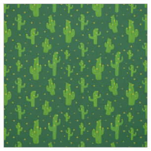 Cartoon Green Cactus Pflanze Muster Stoff