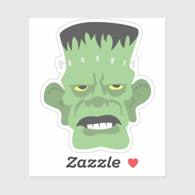 Cartoon Green Frankenstein Head mit gelben Augen Aufkleber (Blatt)