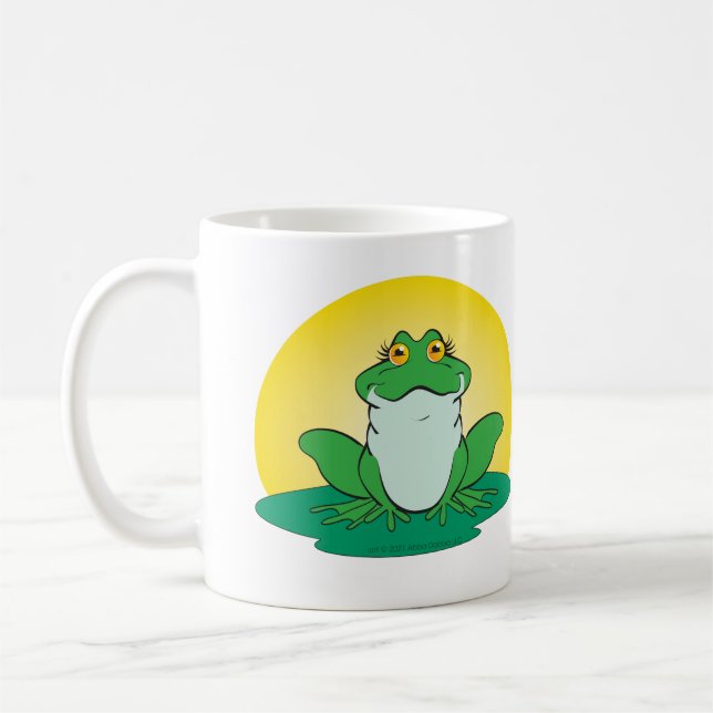 Cartoon Green Frog auf Lilienpolster Kaffeetasse (Links)