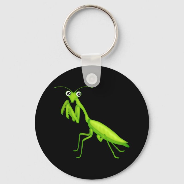 Cartoon Green Praying Mantis Schlüsselanhänger (Vorderseite)