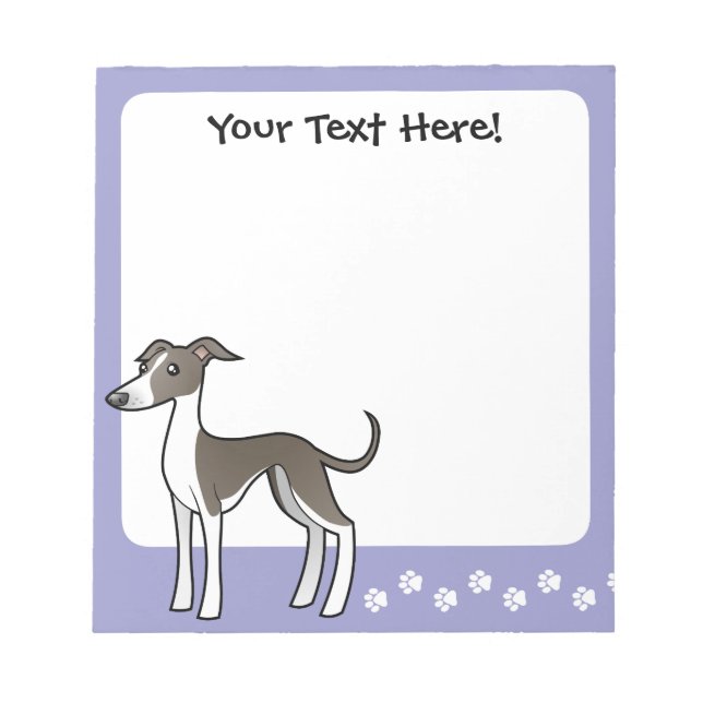 Cartoon Greyhound / Whippet / Italienischer Windhu Notizblock (Vorderseite)