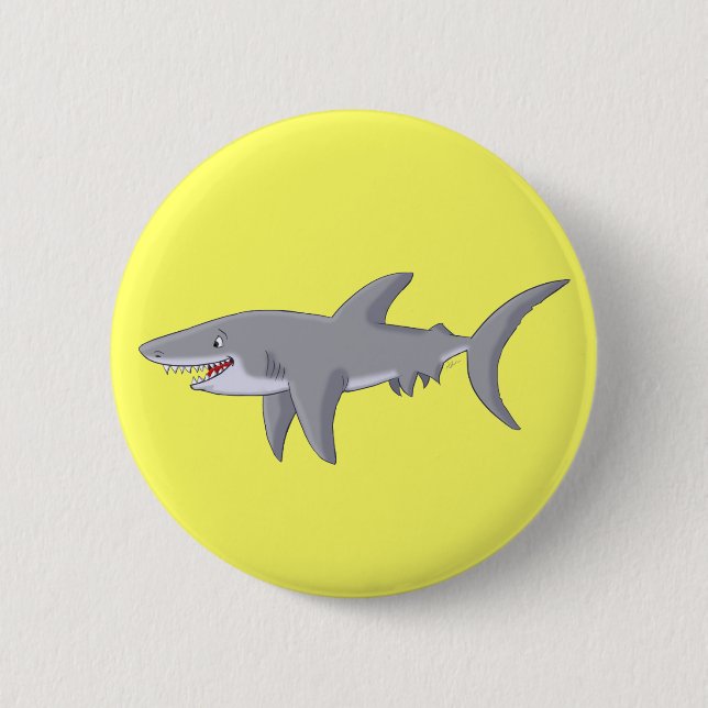 Cartoon-großer weißer Haifisch Button (Vorderseite)