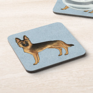 Cartoon GSD Dog Blue Getränkeuntersetzer