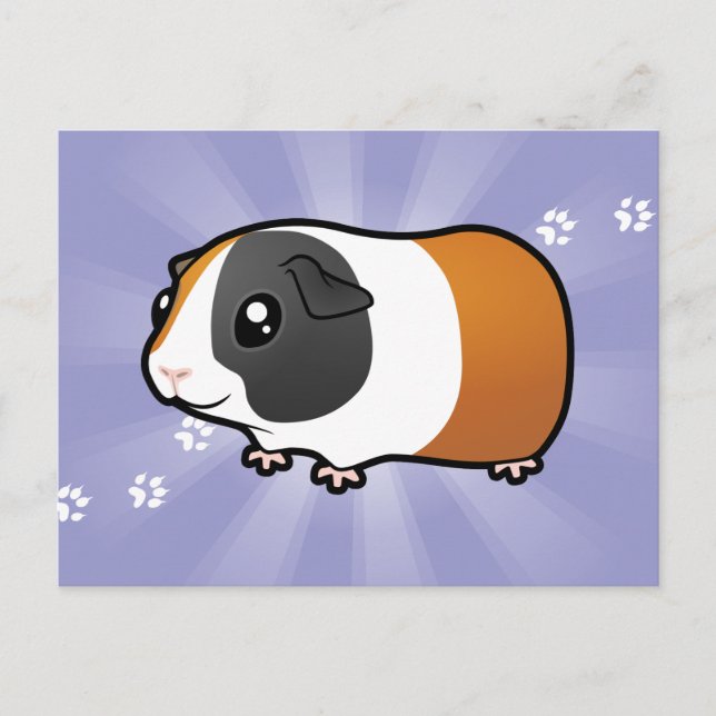 Cartoon Guinea Schwein (glatte Haare) Postkarte (Vorderseite)