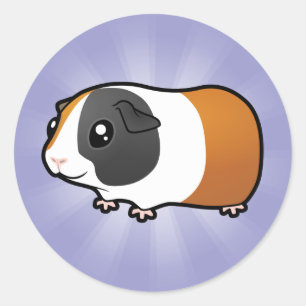Cartoon Guinea Schwein (glatte Haare) Runder Aufkleber