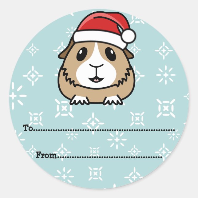 Cartoon Guinea Weihnachtsgeschenke Runder Aufkleber (Vorderseite)