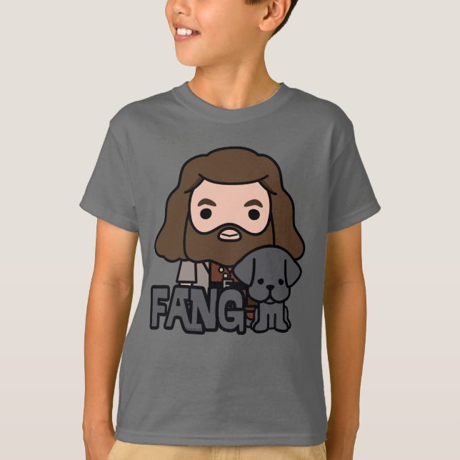 Cartoon Hagrid und Fang Character Art T-Shirt (Vorderseite)