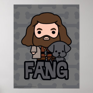 Cartoon-Hagrid und Fang Charakter-Artwork Poster