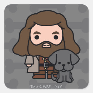 Cartoon-Hagrid und Fang Charakter-Artwork Quadratischer Aufkleber