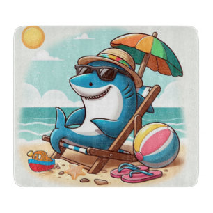 Cartoon Hai am Strand Schneidebrett