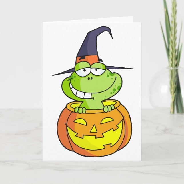 Cartoon Halloween Frosch Karte (Vorderseite)