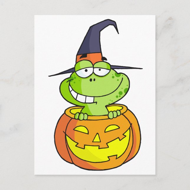 Cartoon Halloween Frosch Postkarte (Vorderseite)