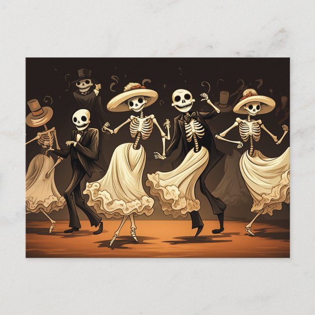 Cartoon Halloween Swing Dance Postkarte (Vorderseite)