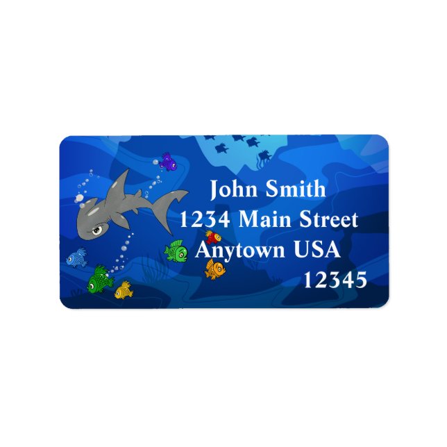 Cartoon Hammerhead Shark Adressaufkleber (Vorne)