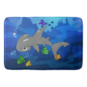 Cartoon Hammerhead Shark Badematte