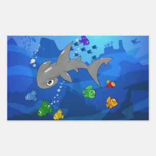 Cartoon Hammerhead Shark Rechteckiger Aufkleber
