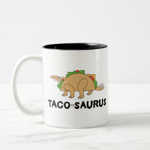 Cartoon Hand Drawn Taco Dinosaur Tacosaurus Rex Zweifarbige Tasse