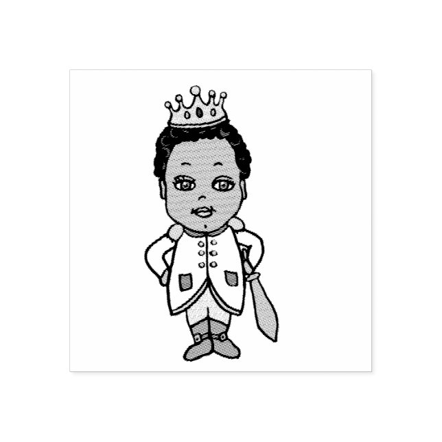 Cartoon Handsome Ethnic Prince Gummistempel (Prägung)