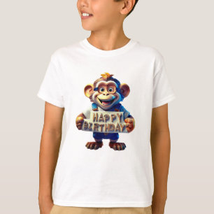 Cartoon Happy Birthday Eine niedliche Affen-Illust T-Shirt