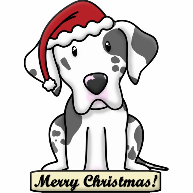 Cartoon-Harlekin-großer Däne-Weihnachtsverzierung Fotoskulptur Ornament (Vorne)
