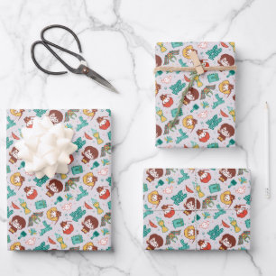 Cartoon HARRY POTTER™ Kreaturen & Zauber Muster Geschenkpapier Set