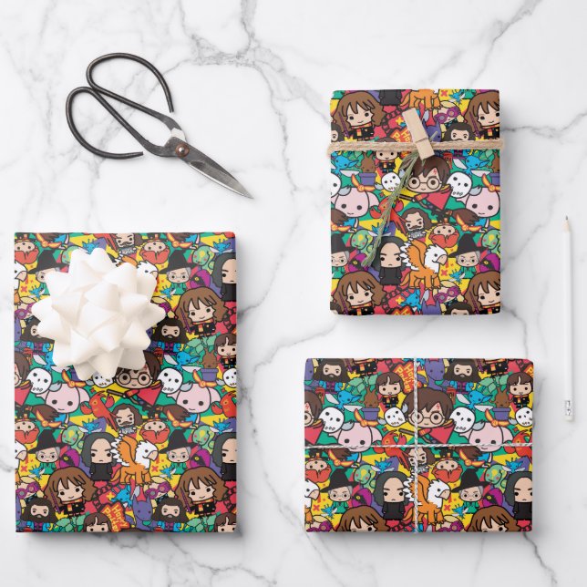 Cartoon Harry Potter-Zeichen-Toss-Muster Geschenkpapier Set (Vorderseite)