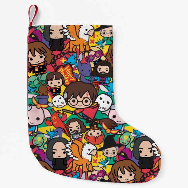 Cartoon Harry Potter-Zeichen-Toss-Muster Kleiner Weihnachtsstrumpf (Vorderseite)