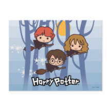 Cartoon Harry, Ron u. Hermione Fliegen im Holz