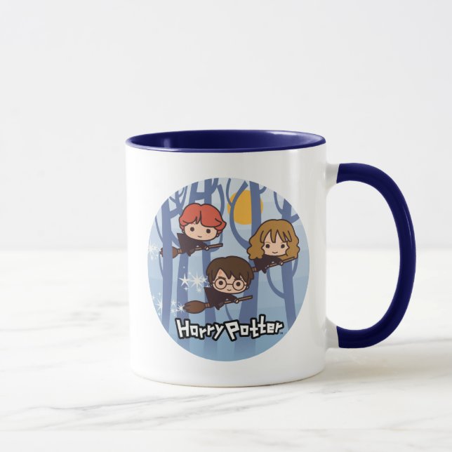 Cartoon Harry, Ron u. Hermione Fliegen im Holz Tasse (Rechts)