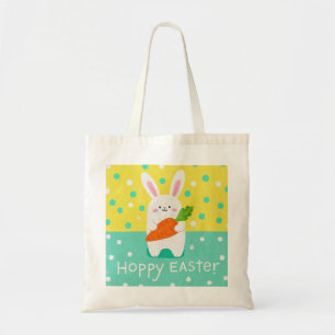 Cartoon-Hase mit Karotte, Polka-Punkte Tragetasche