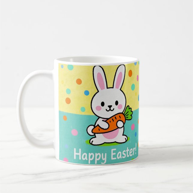 Cartoon-Hase mit Karottenpolka Kaffeetasse (Links)