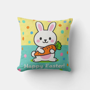 Cartoon-Hase mit Karottenpolka Kissen