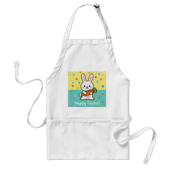 Cartoon-Hase mit Karottenpolka Schürze (Vorne)