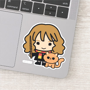 Cartoon Hermione und Crookshanks Aufkleber