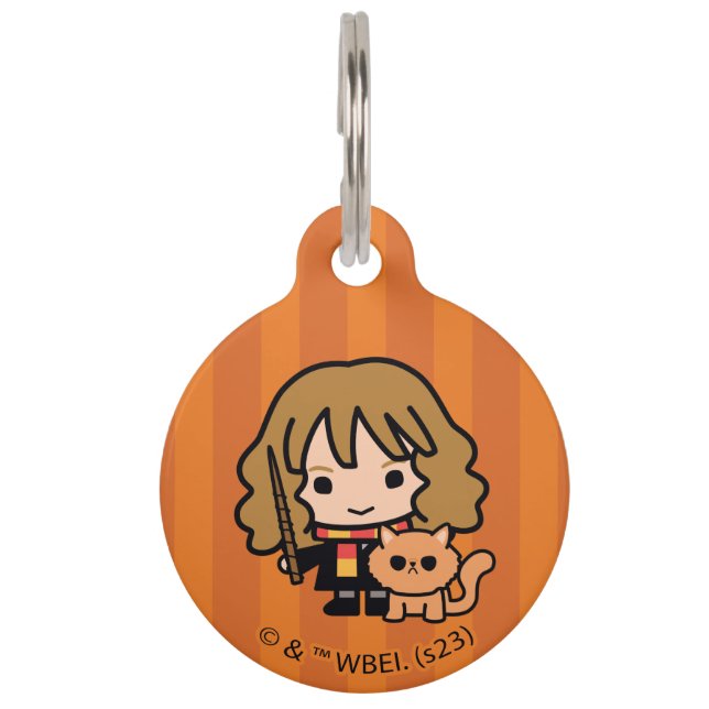 Cartoon Hermione und Crookshanks Haustiermarke (Vorderseite)