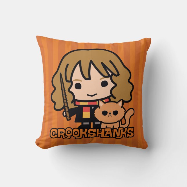 Cartoon Hermione und Crookshanks Kissen (Vorderseite)