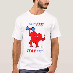 Cartoon Herzübung Fitness Motivation Sprichwort T-Shirt