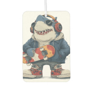 Cartoon-Hip-Hop-Hai Charakter mit Skateboard  Autolufterfrischer