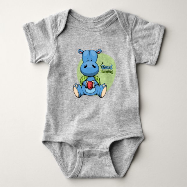 Cartoon Hippo | Baby Strampler (Vorderseite)