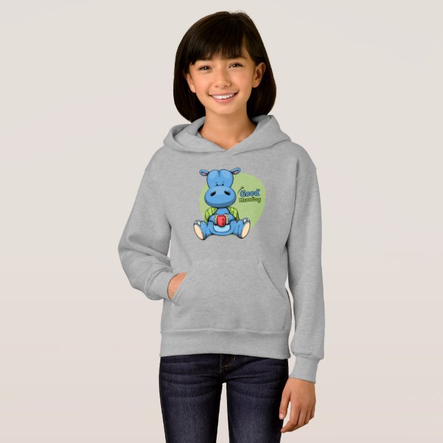 Cartoon Hippo | Kids Pullover Hoodie (Vorne ganz)
