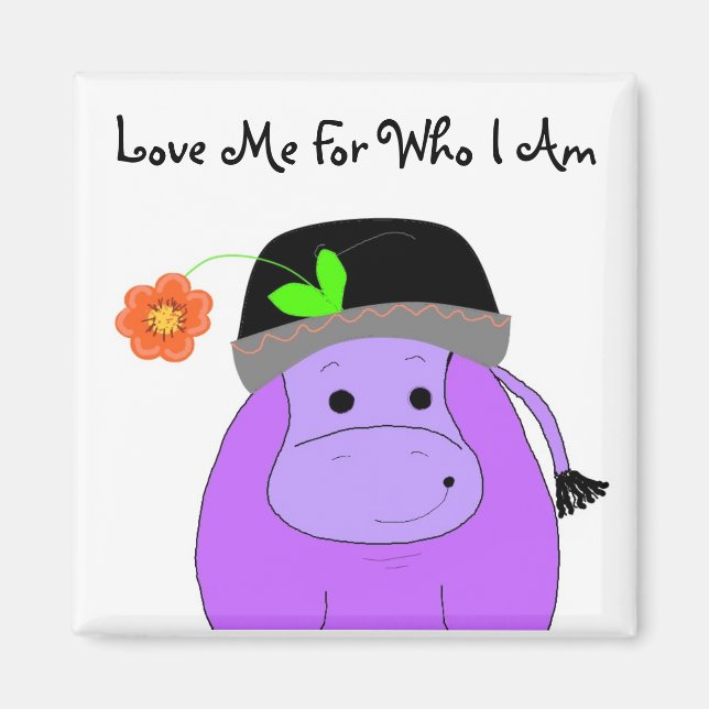 Cartoon Hippo mit Sprichwort Magnet (Vorne)