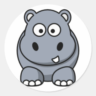 Cartoon Hippo Runder Aufkleber