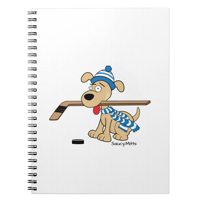 Cartoon-Hockey-Hund Notizblock (Vorderseite)