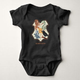 Cartoon Hogwarts Crest Baby Strampler
