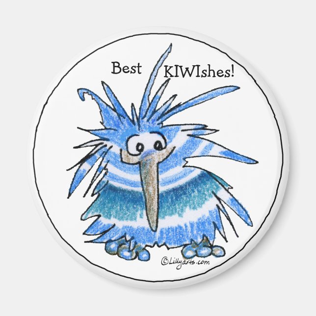 Cartoon Holiday Blue Kiwi Magnet (Vorne)