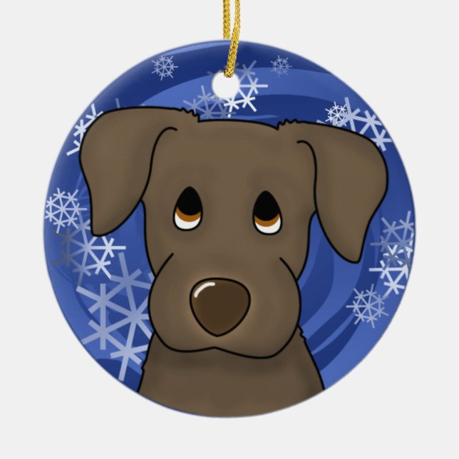 Cartoon Holiday Chocolate Lab Ornement (Devant)