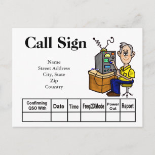 Cartoon Homme Ham Opérateur Carte QSL Personnalise
