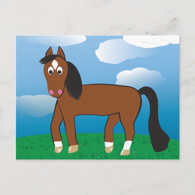 Cartoon Horse Bay mit weißen Socken Postkarte (Vorderseite)